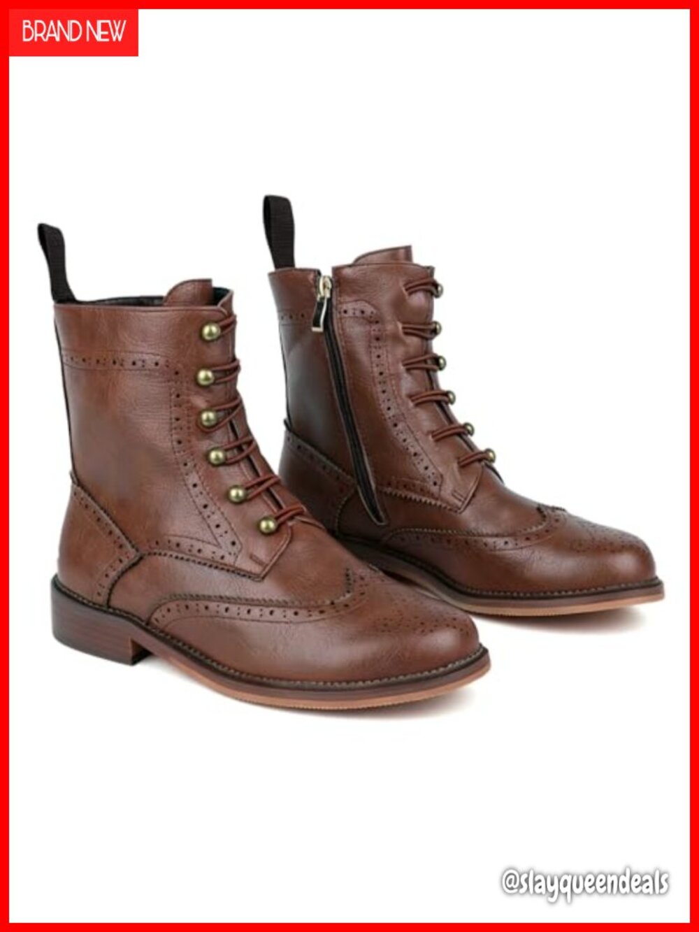Leather Wingtip Brogue Lace-Up Ankle Boots - Picture 3 of 6